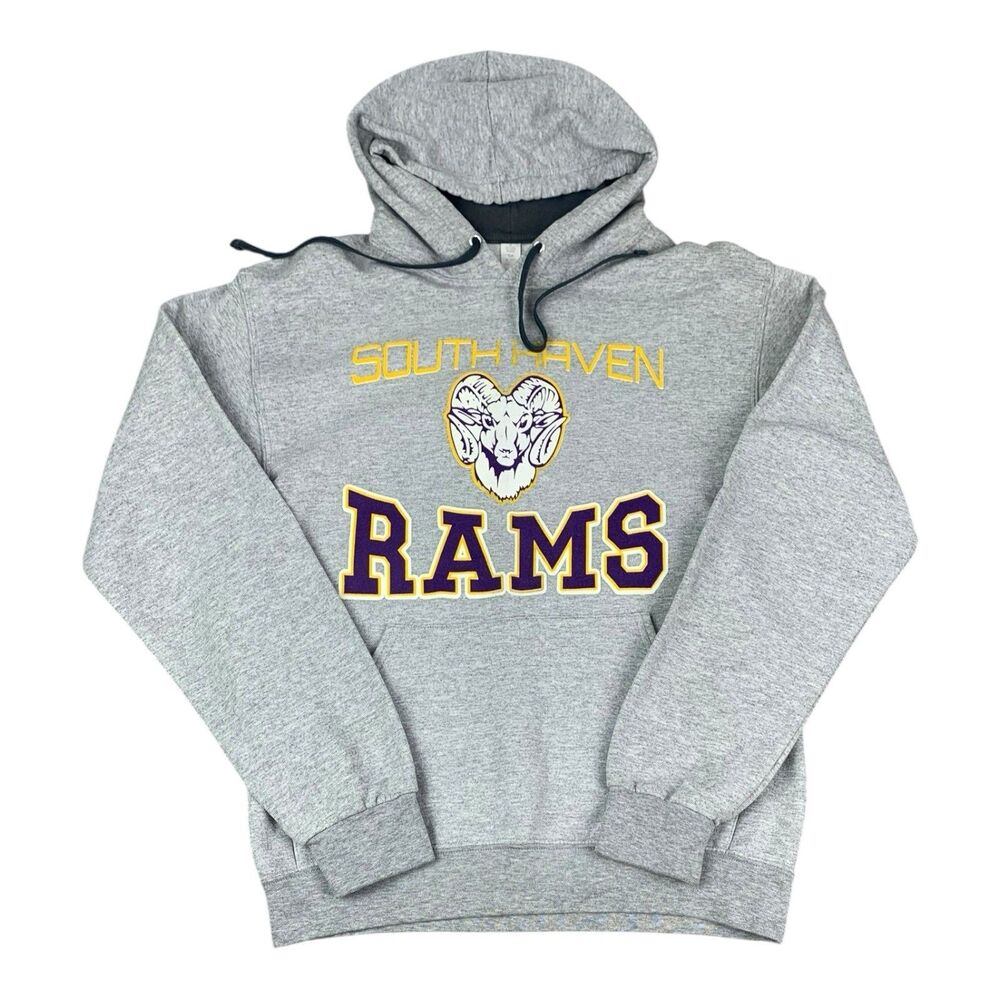 South Haven Rams Hoodie Sweatshirt Pullover Gray Size Small Unisex